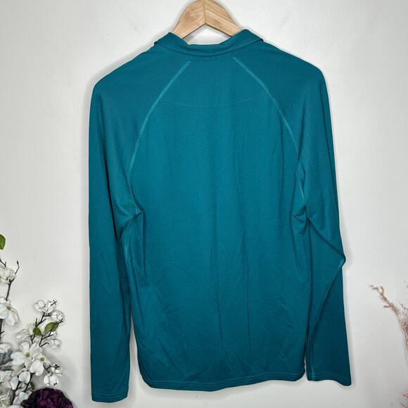 RHONE Delta Pique Long Sleeve Henley Pullover Deep Teal Lake Blue Sz M {LL48} - Picture 4 of 7